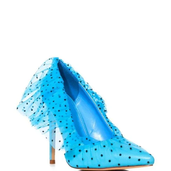 AZALEA WANG " PERFECTED PERSONIFIED " TULLE POLKA DOT / BLUE (BRAND NEW !!!!! - Picture 4 of 6